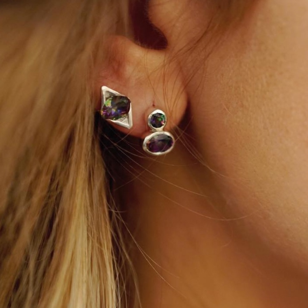 Sterling silver and topaz studs